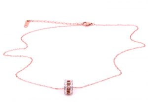 Dây chuyền titan số la mã đính đá 2 bên