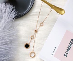 Dây chuyền titan số la mã rớt cách điệu thời trang Hàn Quốc