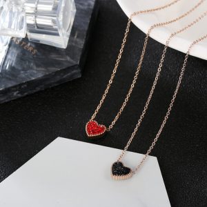 Dây chuyền titan hồng 14k mặt trái tim