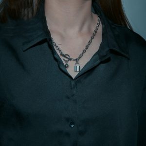 Dây chuyền ổ khóa thép titan không gỉ phong cách Hiphop Hàn Quốc