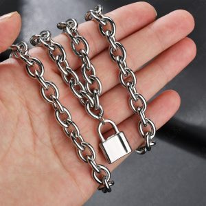 Dây chuyền ổ khóa thép titan không gỉ phong cách Hiphop Hàn Quốc