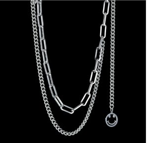 Dây chuyền titan hiphop mặt cười thời trang hàn Quốc