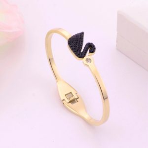 Vòng tay titan thiên nga đen màu vàng 24k