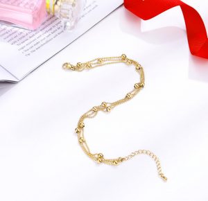 Lắc tay titan bi cách điệu mạ vàng thời trang Hàn Quốc