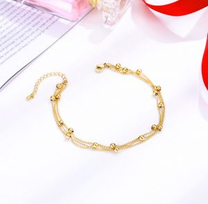Lắc tay titan bi cách điệu mạ vàng thời trang Hàn Quốc