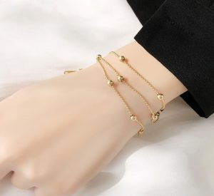 Lắc tay titan bi cách điệu mạ vàng thời trang Hàn Quốc
