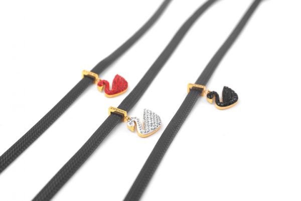 Dây chuyền titan choker thiên nga đính đá trắng