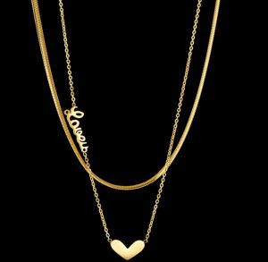 Dây chuyền titan tim cách điệu chữ love phong cách mới