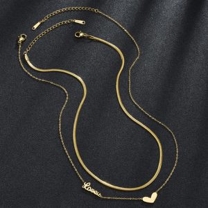 Dây chuyền titan tim cách điệu chữ love phong cách mới