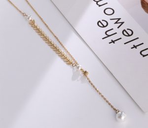 Dây chuyền titan đuôi cá cách điệu ngọc trai
