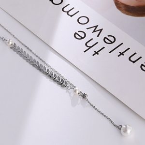 Dây chuyền titan đuôi cá cách điệu ngọc trai