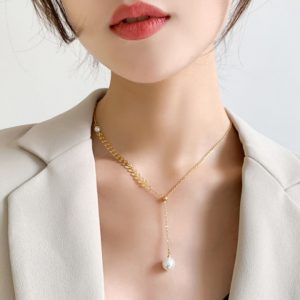 Dây chuyền titan đuôi cá cách điệu ngọc trai