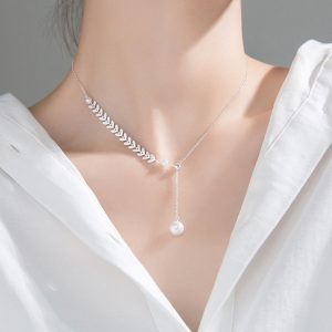 Dây chuyền titan đuôi cá cách điệu ngọc trai