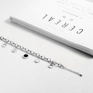 Lắc tay titan 2 tầng số la mã màu trắng