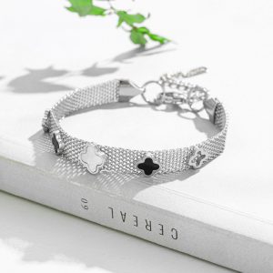 Lắc tay LV, vòng tay LV titan màu trắng