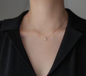 Dây chuyền titan 1 hột đá nhỏ siêu xinh