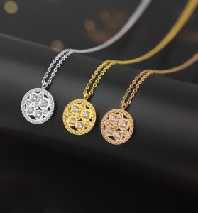 TN341b-Dây chuyền titan mặt tròn đính đá
