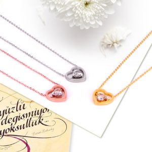TN342c-dây chuyền trái tim, vòng cổ nữ titan hình trái tim