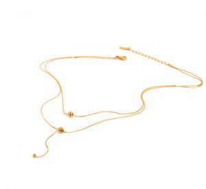 TN346g-Dây chuyền titan 2 tầng bi