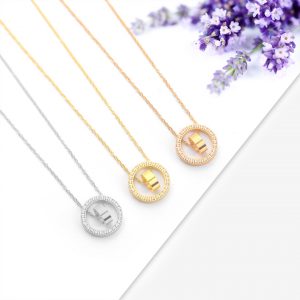 TN356c-Dây chuyền titan 2 nhẫn lồng đính đá