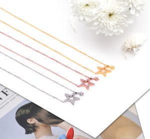 TN359c-Dây chuyền titan ngôi sao đính đá tinh xảo