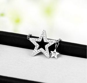 TN359d-Dây chuyền titan ngôi sao đính đá tinh xảo