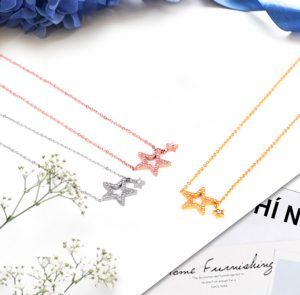 TN359g-Dây chuyền titan ngôi sao đính đá tinh xảo