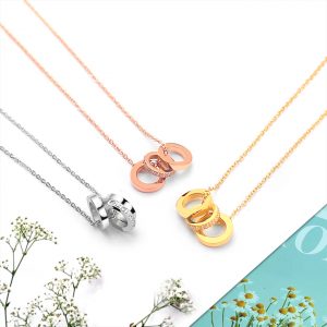 Dây chuyền vòng cổ titan 3 khoen tròn
