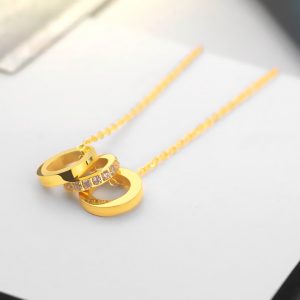 TN361c-Dây chuyền vòng cổ titan 3 khoen tròn