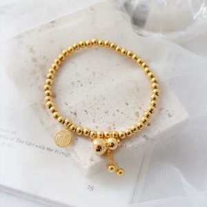TA222e-Lắc tay bi hồ lô, vòng bi hồ lô titan màu vàng