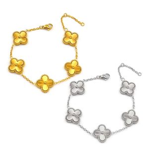 TA243d-Lắc tay nữ titan hoa 4 canh van Cleef chạm móc máy