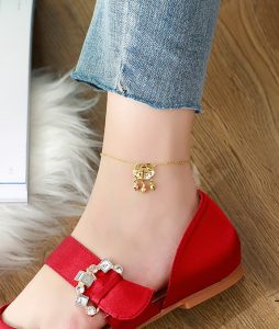 TA641h-Lắc vòng chân titan khóa trường thọ may mắn