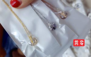 TN371f-Dây chuyền titan love kẹp đá tròn