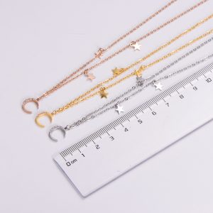 TN372e-Dây chuyền titan trăng sao cách điệu