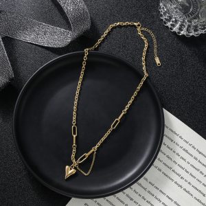 TN389e-Dây chuyền titan trái tim phong cách áo len