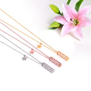 TN394a-Dây chuyền titan trụ vuông full đá