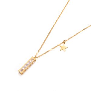 TN394f-Dây chuyền titan trụ vuông full đá