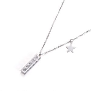 TN394g-Dây chuyền titan trụ vuông full đá