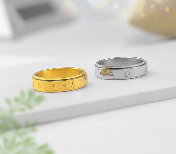 TC141a-Nhẫn titan inox nam mô a di đà phật