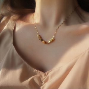 TN454f-Dây chuyền là me titan nhiều khối vuông