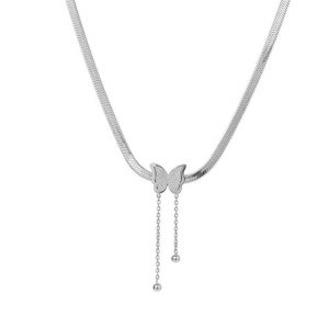 TN457d-Dây chuyền mì dẹp titan hình con bướm rớt bi