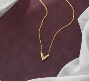 TN491d-Dây chuyền titan chữ V thời trang