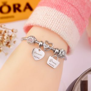Vòng tay nữ thép titan không gỉ phong cách pandora