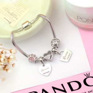 Vòng tay nữ thép titan không gỉ phong cách pandora