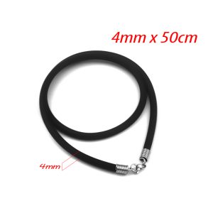 DN042 Dây chuyền cao su 4mm đầu khóa inox