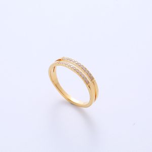 TC164b-Nhẫn titan đính 2 hàng kim cương