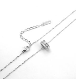 Dây chuyền titan 2 hàng đá vuông