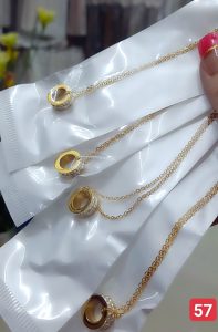 Dây chuyền titan 2 hàng đá vuông