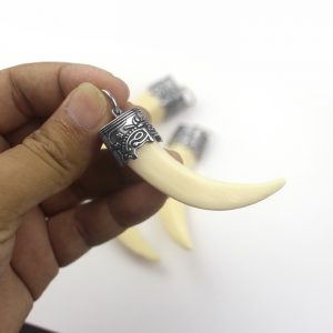 Mặt dây chuyền nanh heo giả đầu chụp titan xin sò