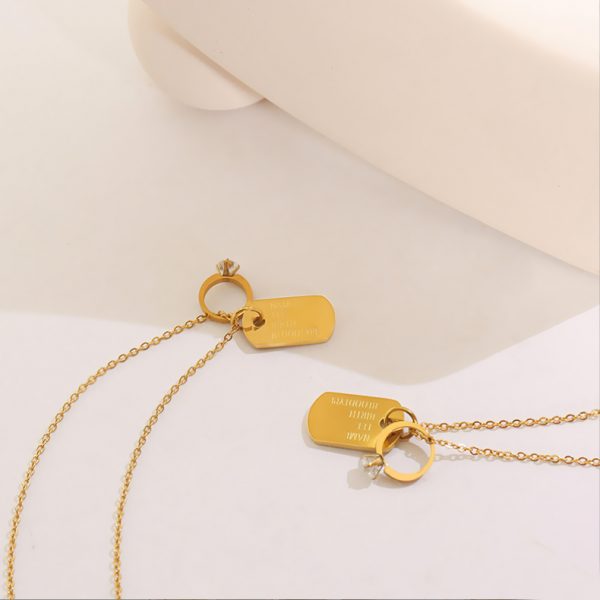 TN591b-Dây chuyền titan mặt chiếc nhẫn và thẻ dogtag